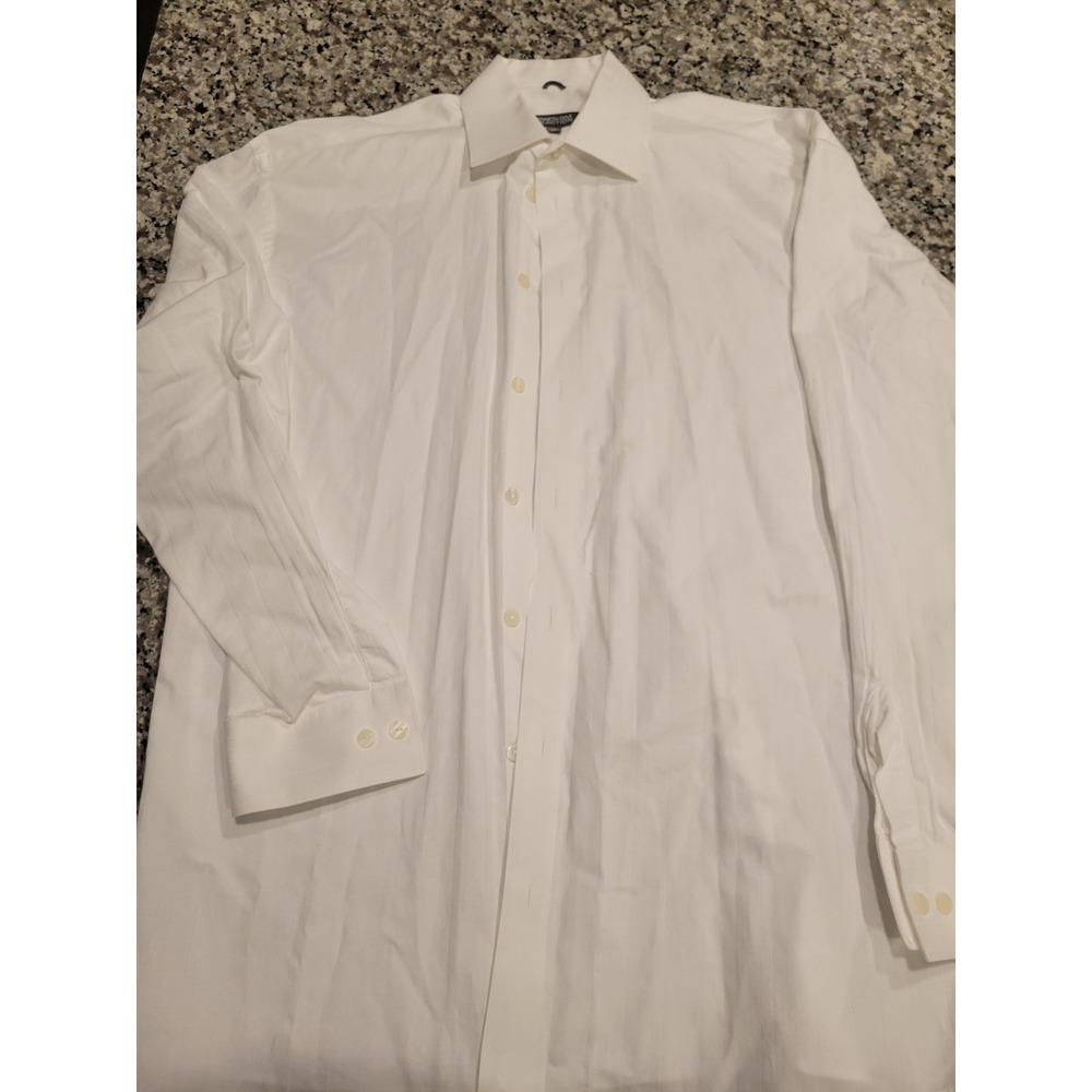 Kenneth Cole Reaction Mens White Dress Shirt Long Sleeve Button Down M 15 32/33